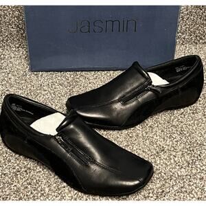 Jasmin Comfort Shoes Womens 8M Black Soft Suede Leather Alaina Slip On Loafers